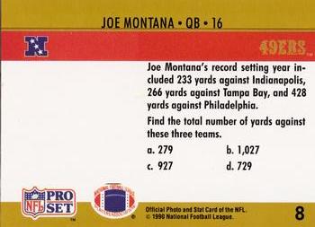 1990 Pro Set FACT Cincinnati #8 Joe Montana Back