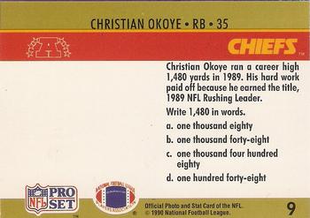 1990 Pro Set FACT Cincinnati #9 Christian Okoye Back