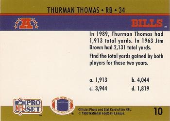 1990 Pro Set FACT Cincinnati #10 Thurman Thomas Back