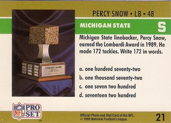 1990 Pro Set FACT Cincinnati #21 Percy Snow Back