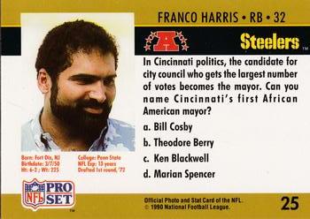 1990 Pro Set FACT Cincinnati #25 Franco Harris Back