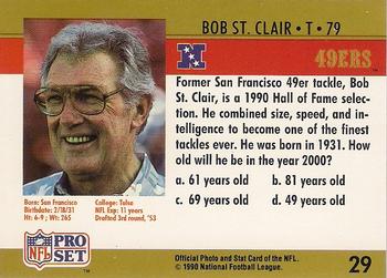 1990 Pro Set FACT Cincinnati #29 Bob St. Clair Back