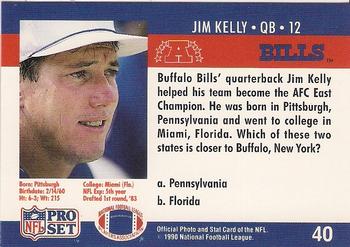 1990 Pro Set FACT Cincinnati #40 Jim Kelly Back