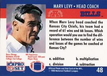 1990 Pro Set FACT Cincinnati #48 Marv Levy Back
