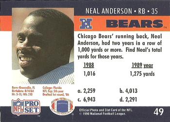 1990 Pro Set FACT Cincinnati #49 Neal Anderson Back