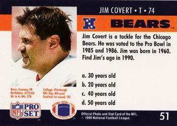 1990 Pro Set FACT Cincinnati #51 Jim Covert Back