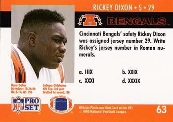 1990 Pro Set FACT Cincinnati #63 Rickey Dixon Back