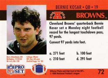 1990 Pro Set FACT Cincinnati #72 Bernie Kosar Back