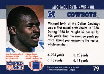 1990 Pro Set FACT Cincinnati #79 Michael Irvin Back