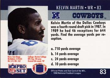 1990 Pro Set FACT Cincinnati #83 Kelvin Martin Back