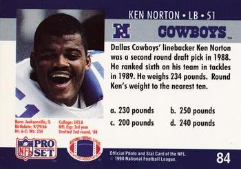 1990 Pro Set FACT Cincinnati #84 Ken Norton Back