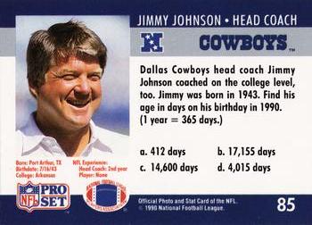 1990 Pro Set FACT Cincinnati #85 Jimmy Johnson Back