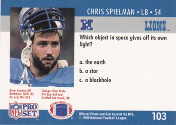 1990 Pro Set FACT Cincinnati #103 Chris Spielman Back
