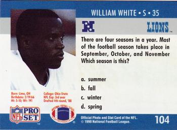 1990 Pro Set FACT Cincinnati #104 William White Back