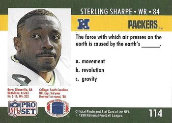 1990 Pro Set FACT Cincinnati #114 Sterling Sharpe Back