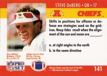 1990 Pro Set FACT Cincinnati #141 Steve DeBerg Back