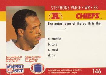 1990 Pro Set FACT Cincinnati #146 Stephone Paige Back