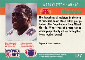 1990 Pro Set FACT Cincinnati #177 Mark Clayton Back