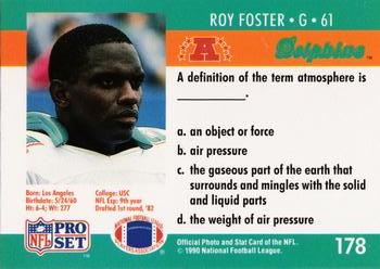 1990 Pro Set FACT Cincinnati #178 Roy Foster Back