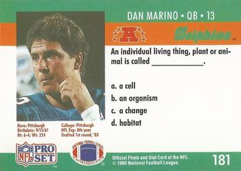 1990 Pro Set FACT Cincinnati #181 Dan Marino Back