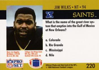 1990 Pro Set FACT Cincinnati #220 Jim Wilks Back