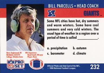 1990 Pro Set FACT Cincinnati #232 Bill Parcells Back