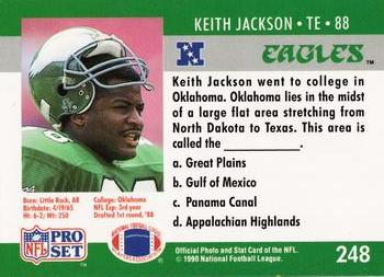 1990 Pro Set FACT Cincinnati #248 Keith Jackson Back