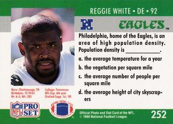 1990 Pro Set FACT Cincinnati #252 Reggie White Back