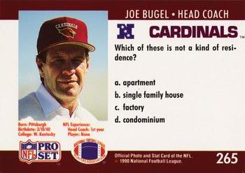 1990 Pro Set FACT Cincinnati #265 Joe Bugel Back
