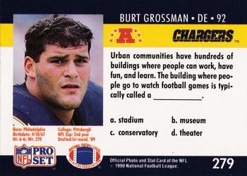 1990 Pro Set FACT Cincinnati #279 Burt Grossman Back