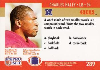 1990 Pro Set FACT Cincinnati #289 Charles Haley Back