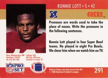 1990 Pro Set FACT Cincinnati #291 Ronnie Lott Back
