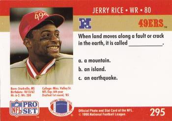 1990 Pro Set FACT Cincinnati #295 Jerry Rice Back