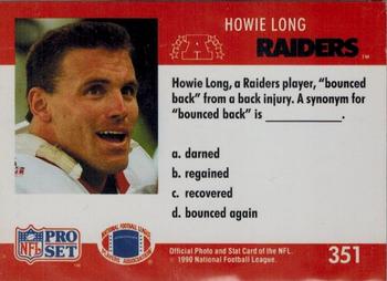 1990 Pro Set FACT Cincinnati #351 Howie Long Back