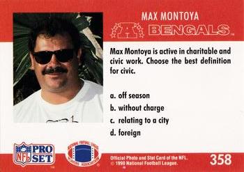 1990 Pro Set FACT Cincinnati #358 Max Montoya Back