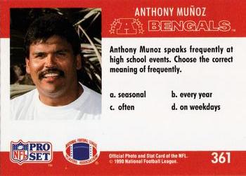 1990 Pro Set FACT Cincinnati #361 Anthony Munoz Back