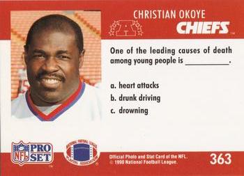 1990 Pro Set FACT Cincinnati #363 Christian Okoye Back