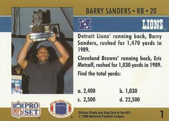 1990 Pro Set FACT Cincinnati #1 Barry Sanders Back
