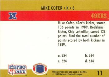 1990 Pro Set FACT Cincinnati #11 Mike Cofer Back