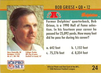 1990 Pro Set FACT Cincinnati #24 Bob Griese Back