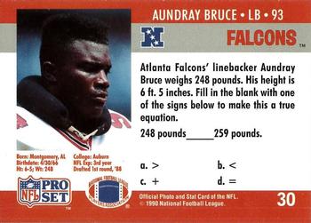 1990 Pro Set FACT Cincinnati #30 Aundray Bruce Back