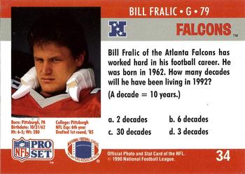 1990 Pro Set FACT Cincinnati #34 Bill Fralic Back
