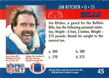 1990 Pro Set FACT Cincinnati #45 Jim Ritcher Back