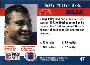 1990 Pro Set FACT Cincinnati #47 Darryl Talley Back
