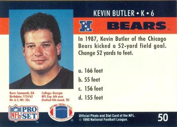 1990 Pro Set FACT Cincinnati #50 Kevin Butler Back