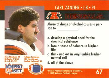 1990 Pro Set FACT Cincinnati #67 Carl Zander Back