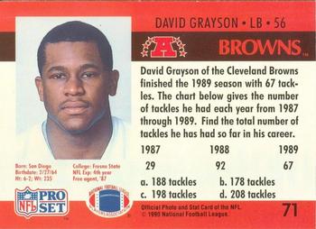 1990 Pro Set FACT Cincinnati #71 David Grayson Back