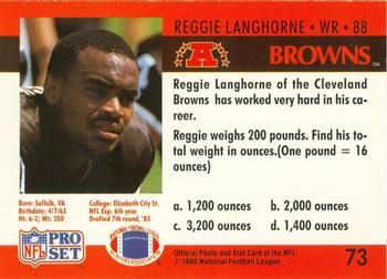 1990 Pro Set FACT Cincinnati #73 Reggie Langhorne Back