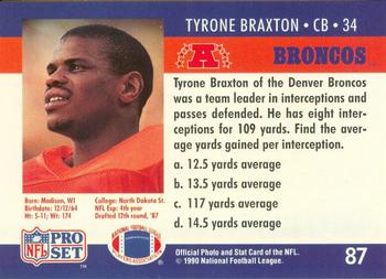 1990 Pro Set FACT Cincinnati #87 Tyrone Braxton Back