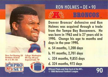 1990 Pro Set FACT Cincinnati #90 Ron Holmes Back